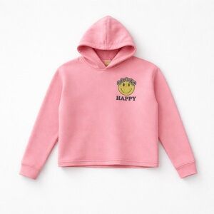 Kids Pink Hoodie with Smiley Design